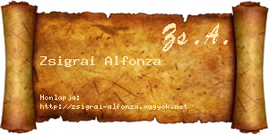 Zsigrai Alfonza névjegykártya